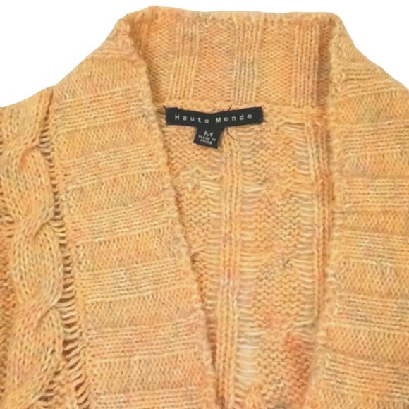 Bolero Knitted Cable Knit Sweater Size M PEACH Extra Long Sleeves Cropped Boho - Picture 4 of 16